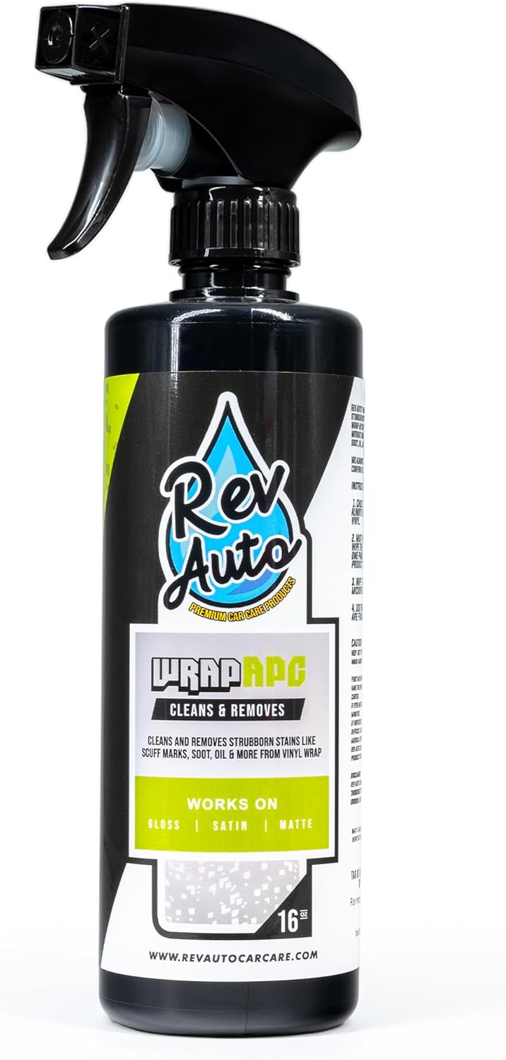 Rev Auto Wrap APC - Car Wrap Stain Remover That Removes Scuff Marks- Soot- Oil- and Light To Medium Stains | Works For All Vinyl Wrap Finishes - (16 Fl Oz)