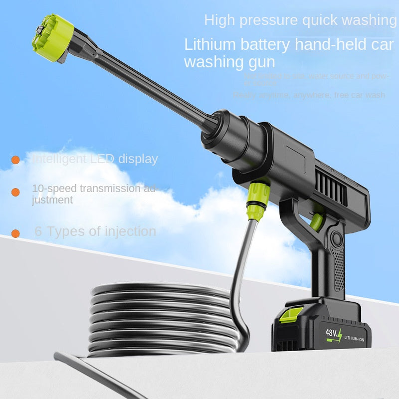 Mașină de spălat auto wireless, uz casnic, pistol cu apă de înaltă presiune, instrument de curățare, reîncărcabilă, baterie litiu de mare putere, impuls puternic